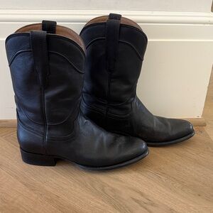 Tecova Classic Black Leather Cowboy Boots 10.5EE